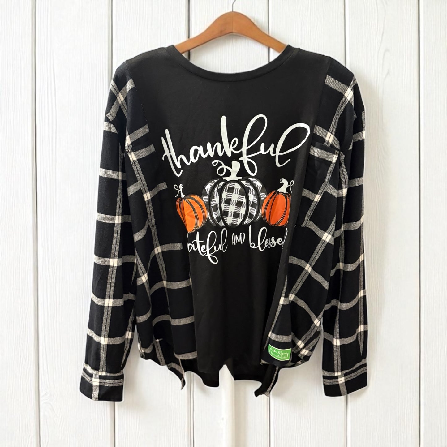 Thankful Grateful and Blessed Upcycled Top Fits a Small to XL OVERSIZED