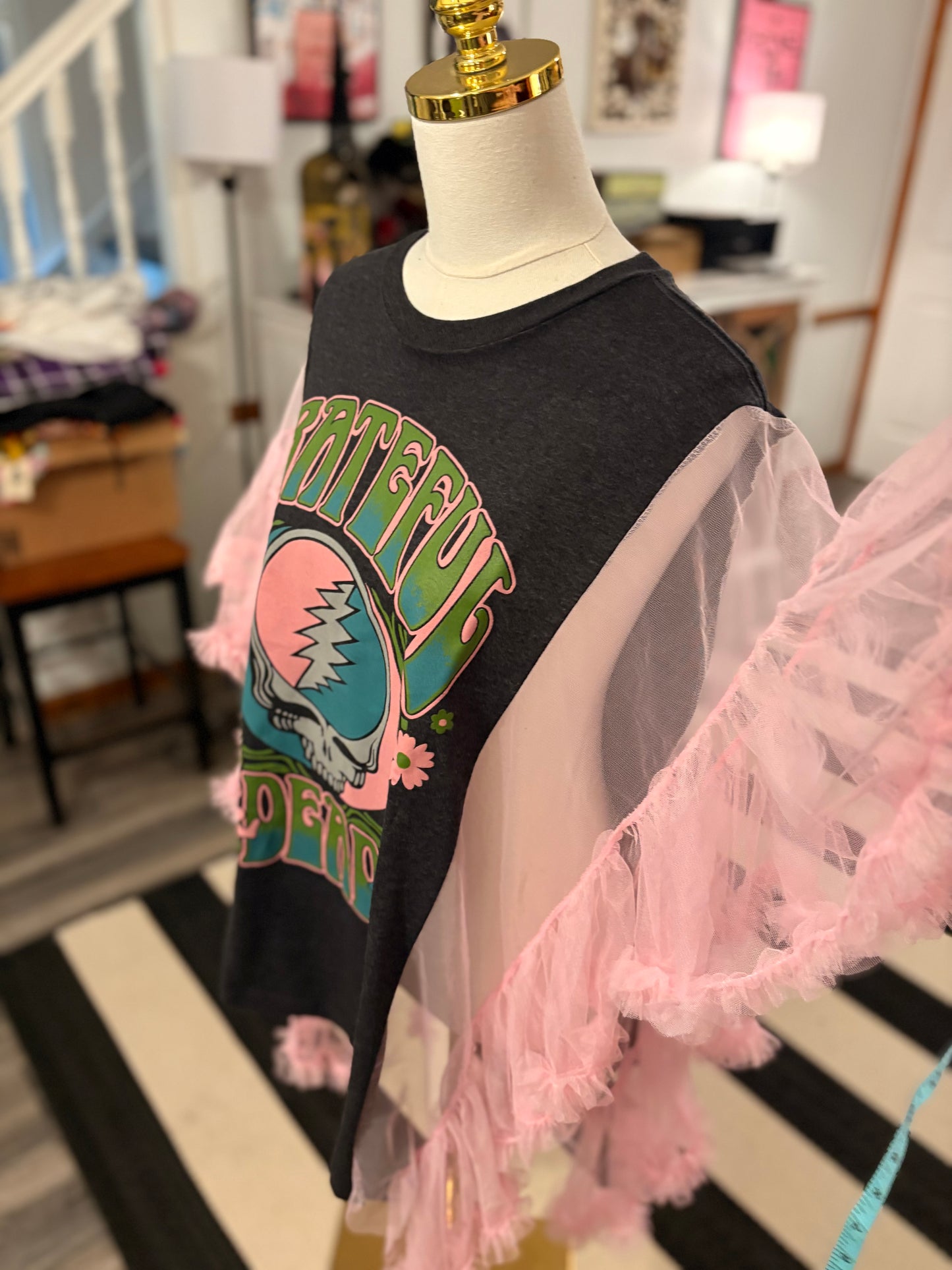 Dead Pink Upcycled Rockstar Poncho One Size Fits a Small to XL