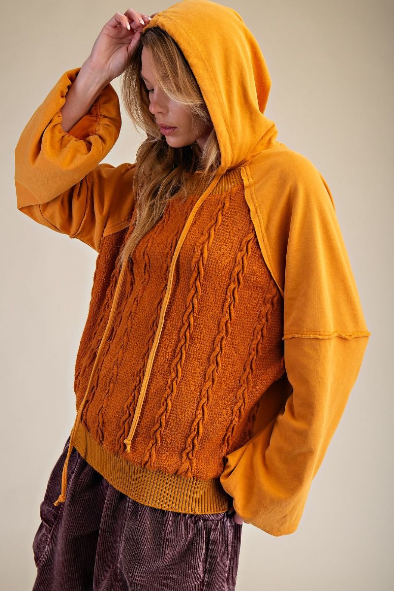 Textured Mineral Washed Thermal Knit Pullover