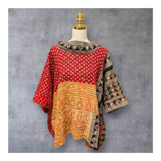 Raphael Upcycled Vintage Kantha Quilt ART Layering Top One Size Fits A Small to 3X Oversized