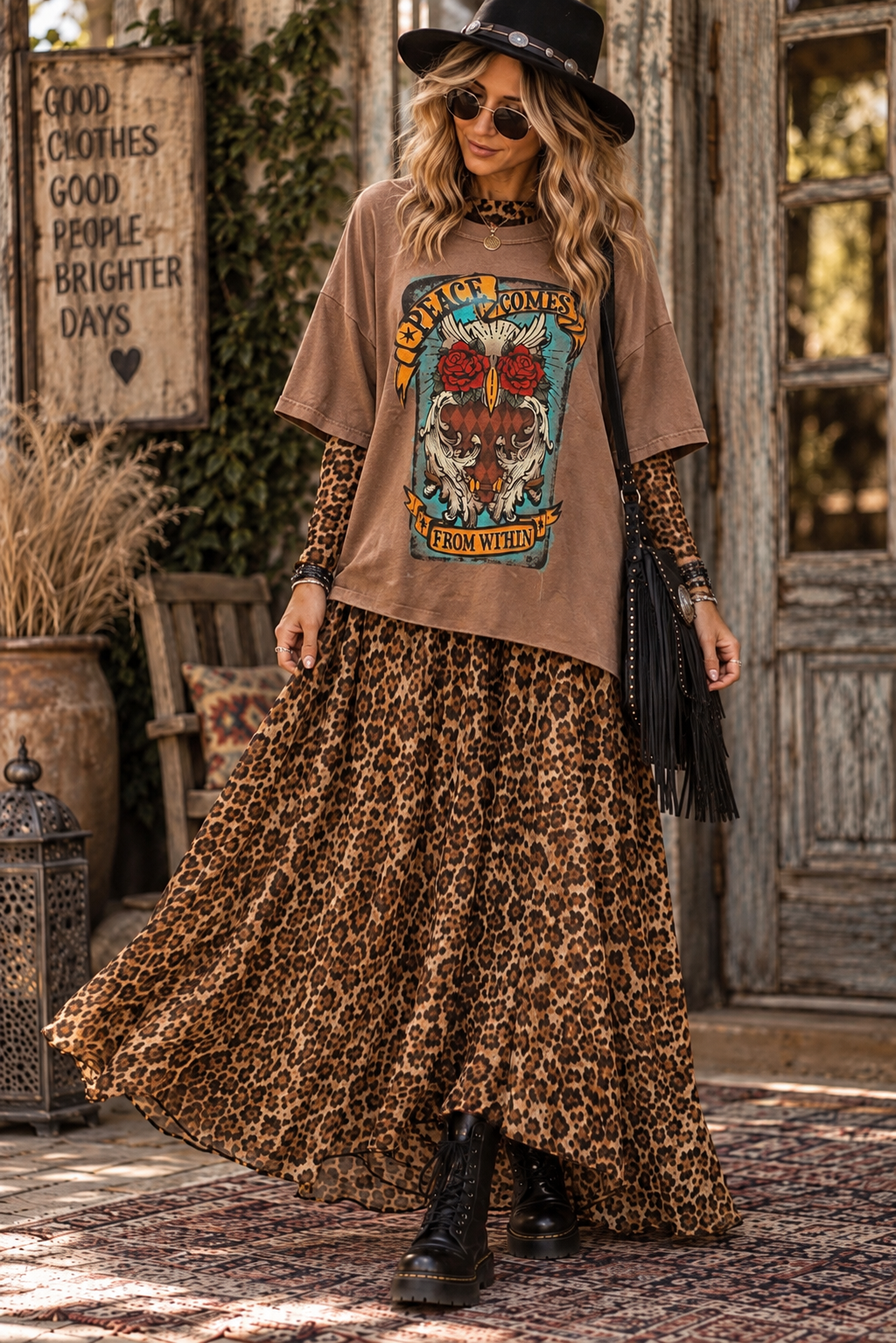 Peace Within Oversized Cut Off Tee