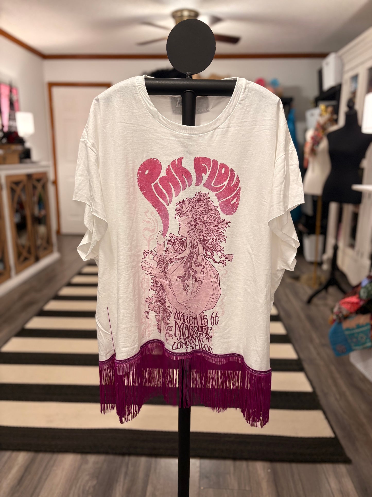 Pink Plum Fringe Tee One Size Fits Small to XXL