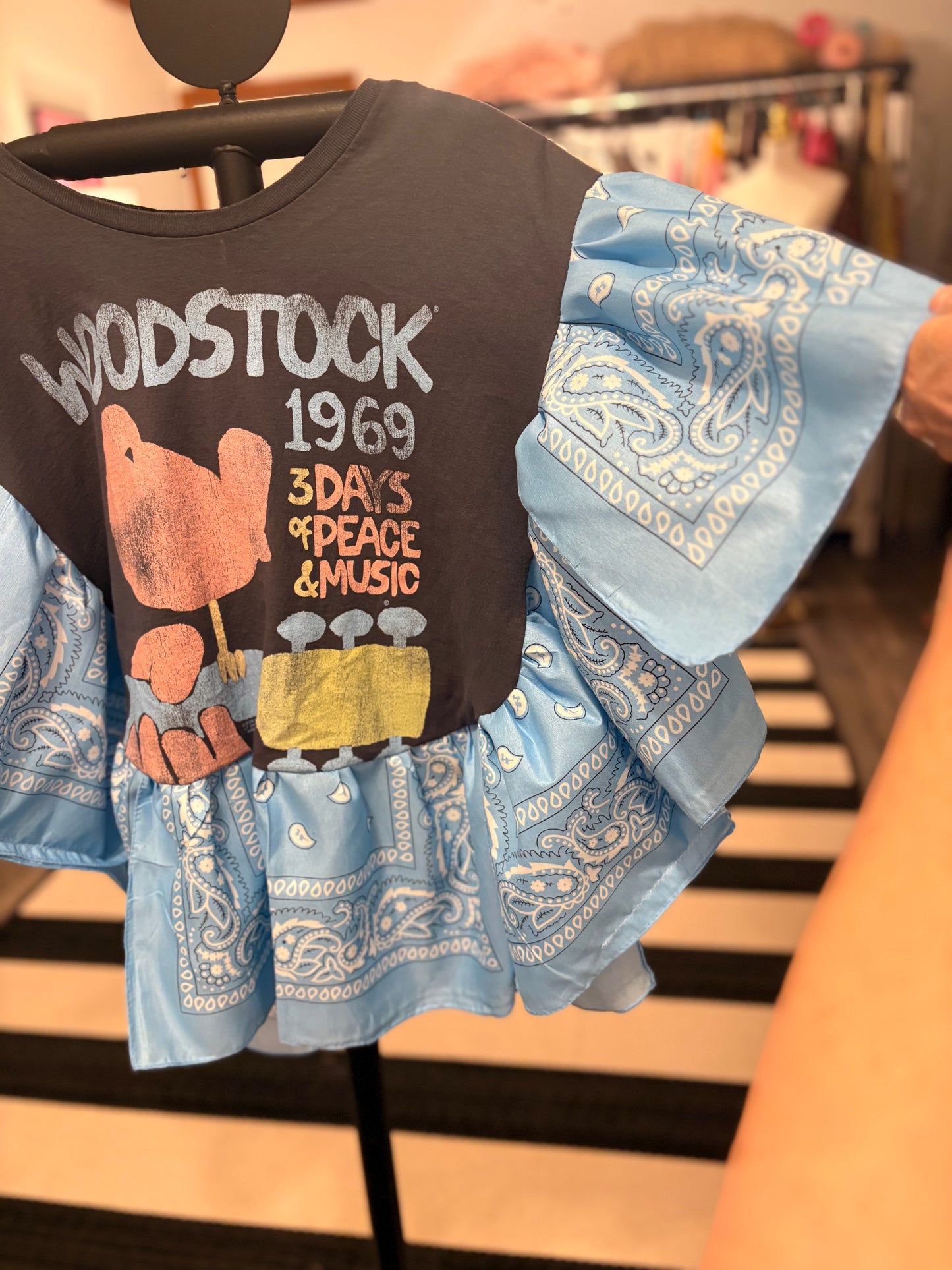 1969 Woodstock Butterfly Bandana Ruffled Poncho One Size Fits a Small to 2X