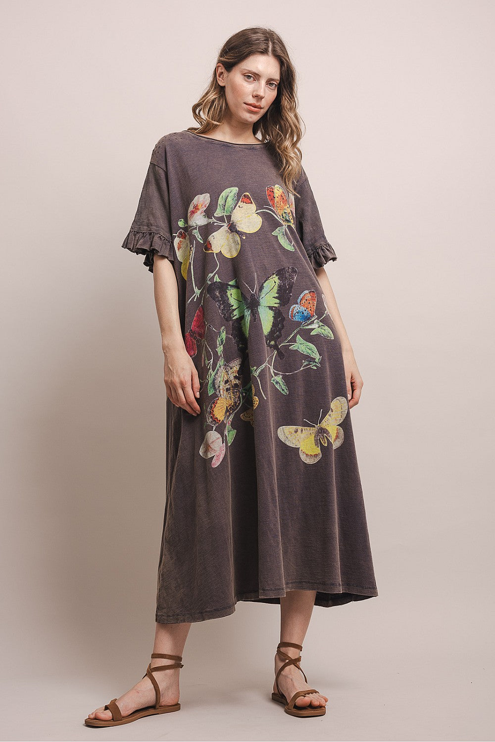 Butterfly Kisses Ruffle Sleeve Maxi Dress