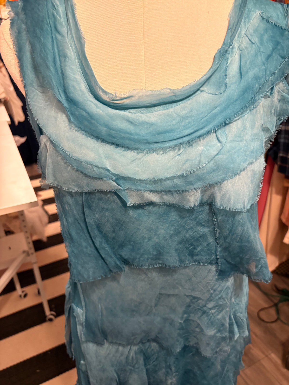 Telly Silk Ruffle Knit Maxi Dress One Size Fits Small to XL 2-14