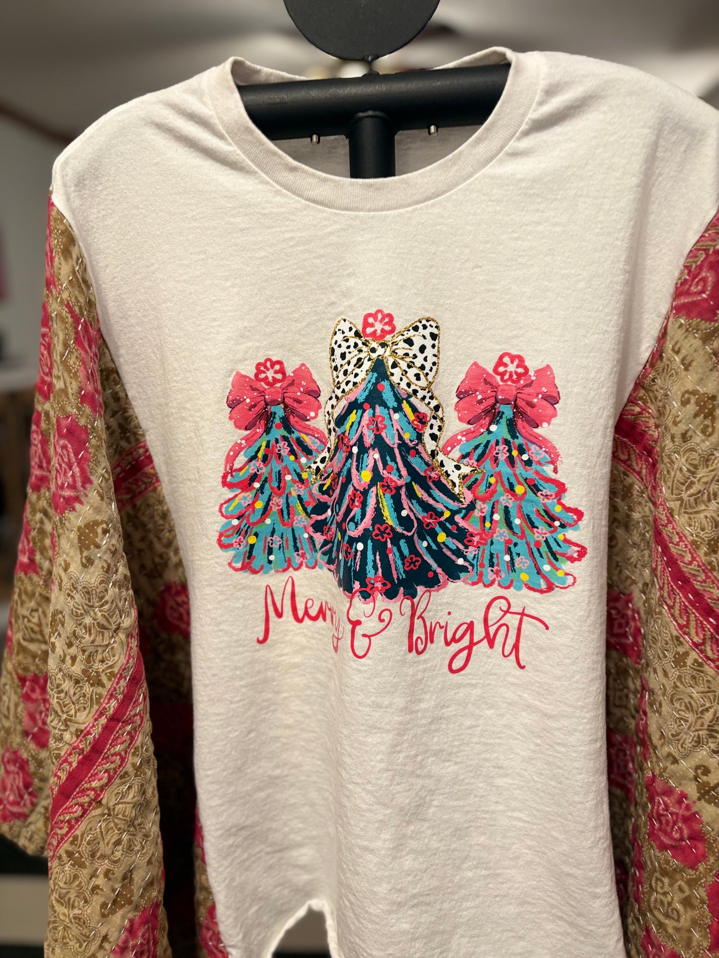 Merry and Bright Upcycled Vintage Kantha Poncho Tee One Size Fits A Small to XXL (6-18)
