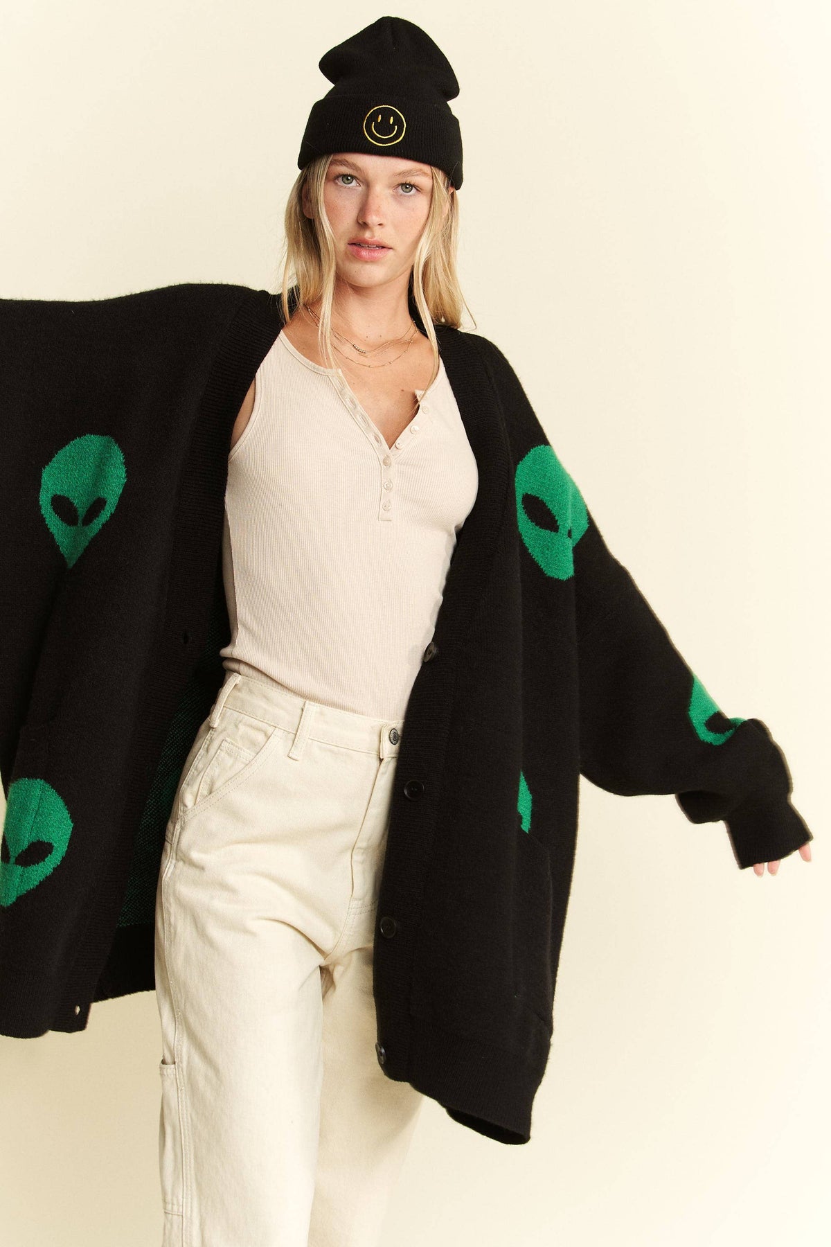 OVERSIZED ALIEN CARDIGAN: Black