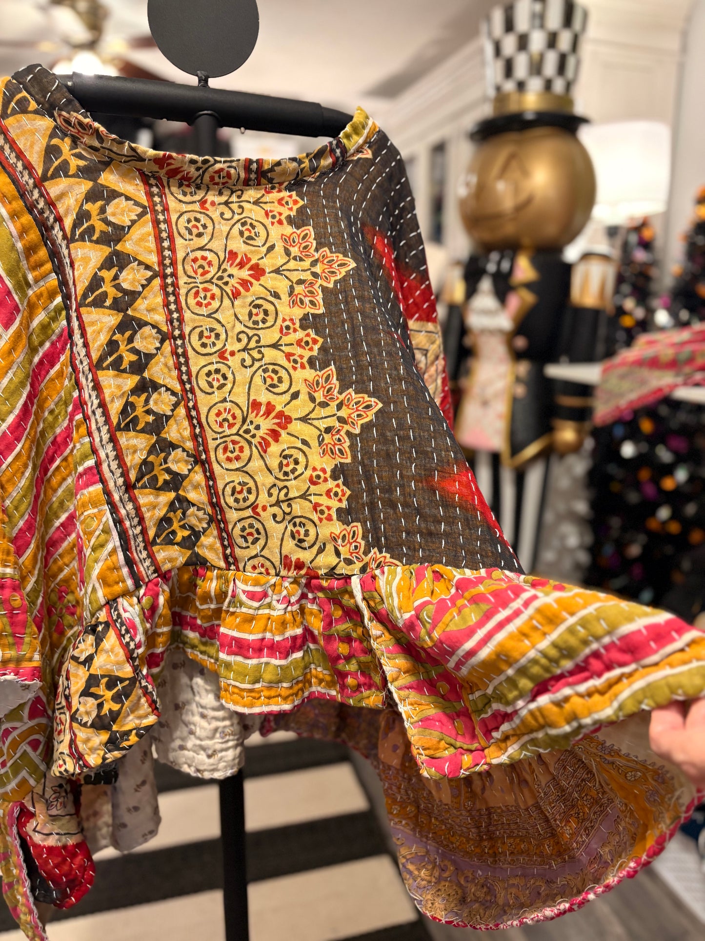 Pablo Upcycled Vintage Kantha Quilt ART Layering Top One Size Fits A Small to 3X Oversized