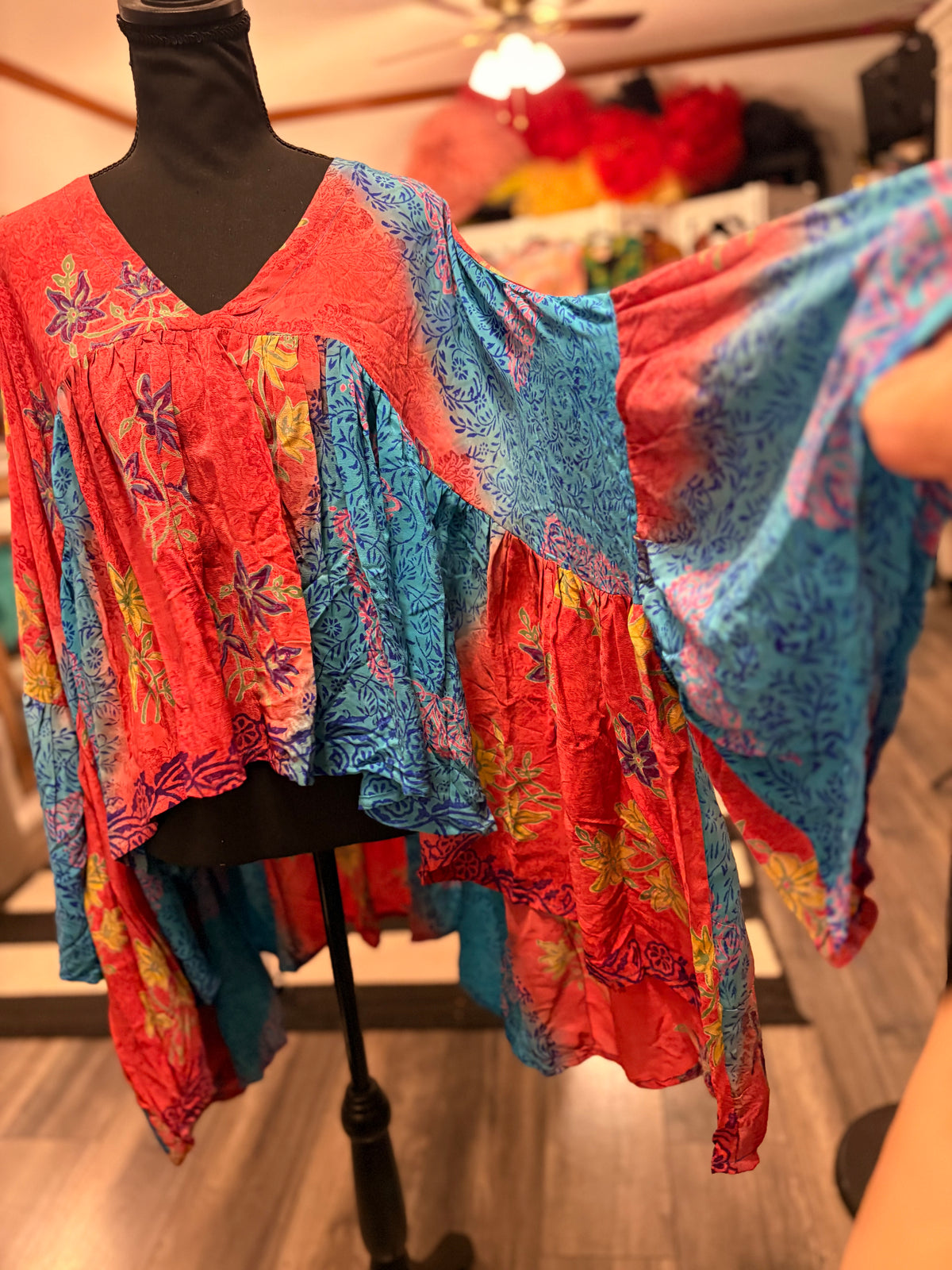 Lizzie Silk Ruffle Top One Size Fits Small to XXL 2-16