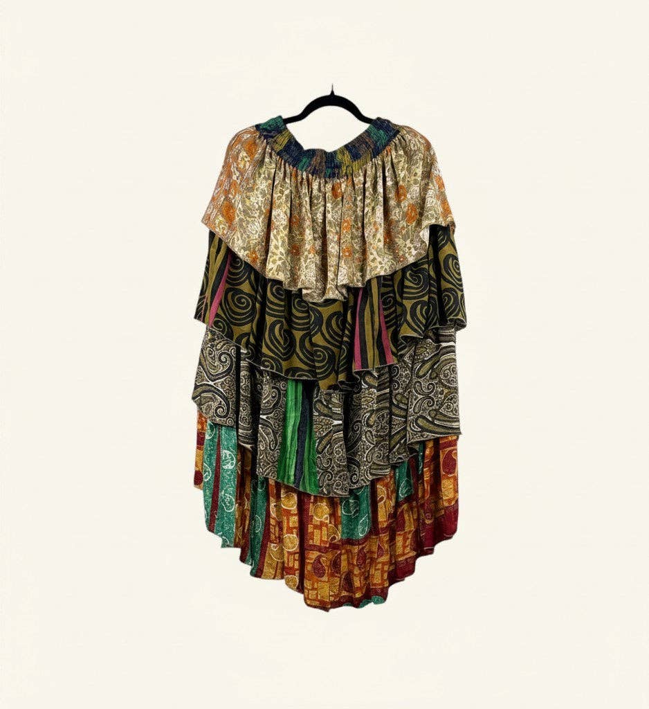 Ruffle Muse Hi-Lo Silk Skirt 1000-25