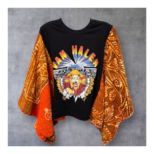 Everybody Wants Some Upcycled Vintage Kantha Quilt Poncho Tee One Size Fits a Small to XXL