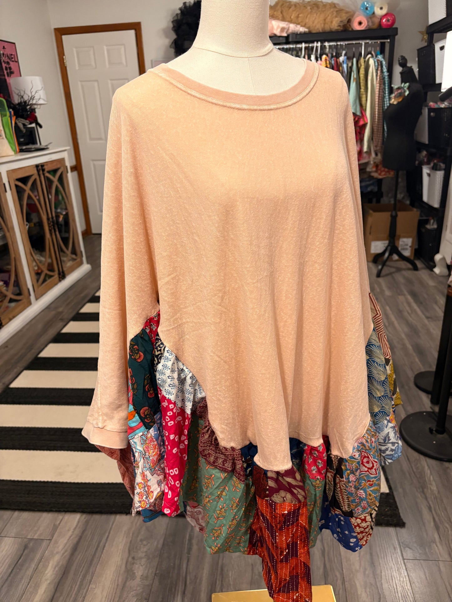 Madeline Upcycled Butterfly Poncho One Size Fits a Large to 3X