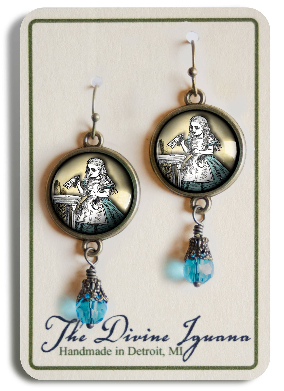 Alice in Wonderland "Drink Me" Victorian Earrings