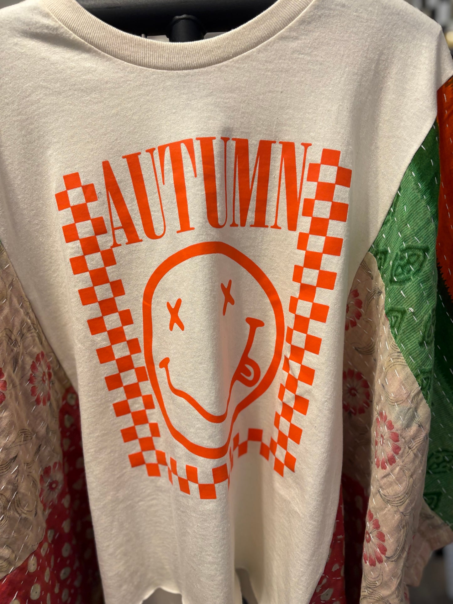 Autumn Upcycled Vintage Kantha Poncho Tee Fits A Size Small to XL