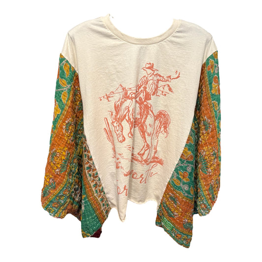 Fort Worth Upcycled Vintage Kantha Poncho Tee Fits A Small to XXL Comfortably