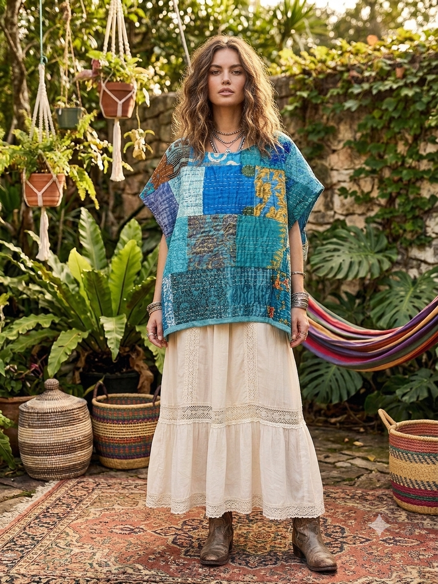 Blaire Kantha Top One Size Fits a Small to XXL