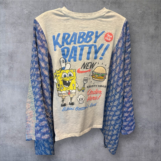 Krabby Patty Upcycled Vintage Kantha Poncho Tee Fits A Small to XL