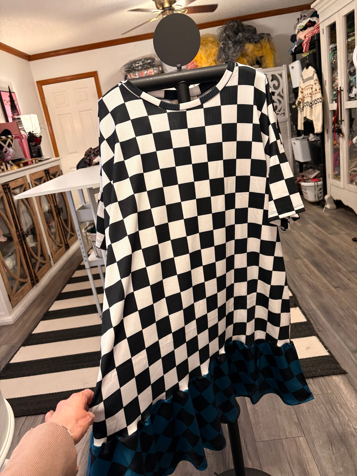 Checkerboard Glam Dress One Size Fits a Small to 3X