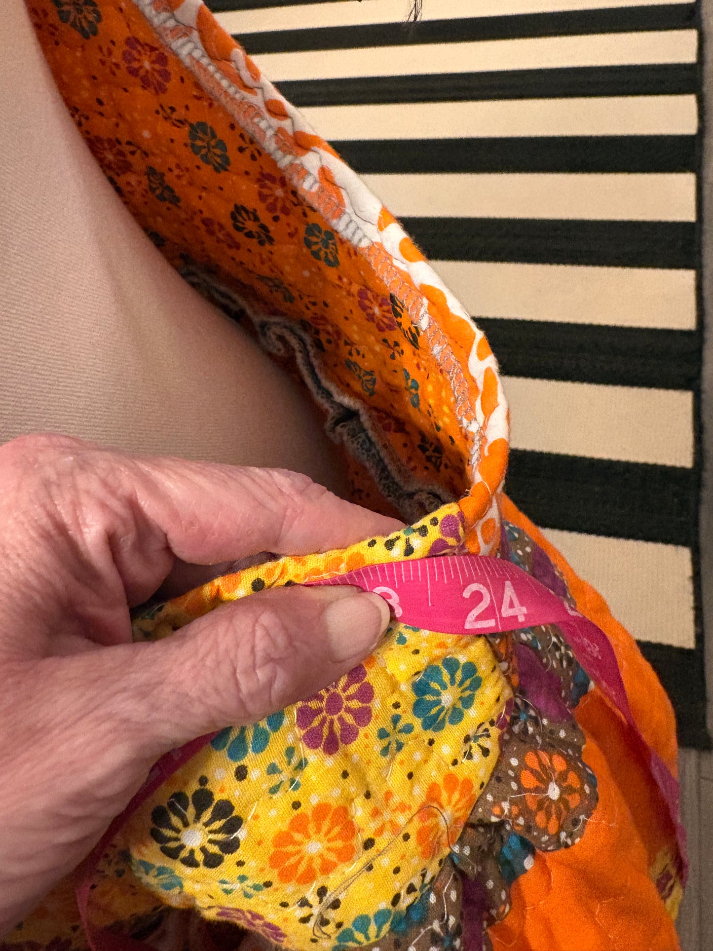 Mandarin Day Upcycled Quilt Art Smock with Pockets One Size Fits a Small to XL Oversized!