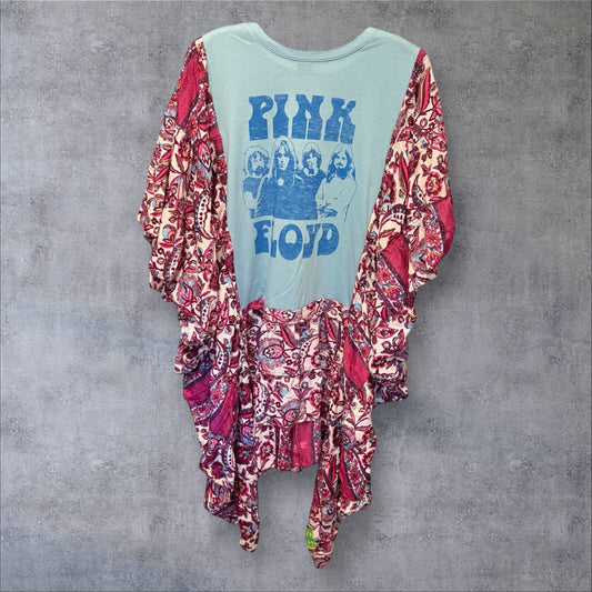 Pink Floyd Upcycled Silk Butterfly Cocoon Dress One Size fits a Small to 3X