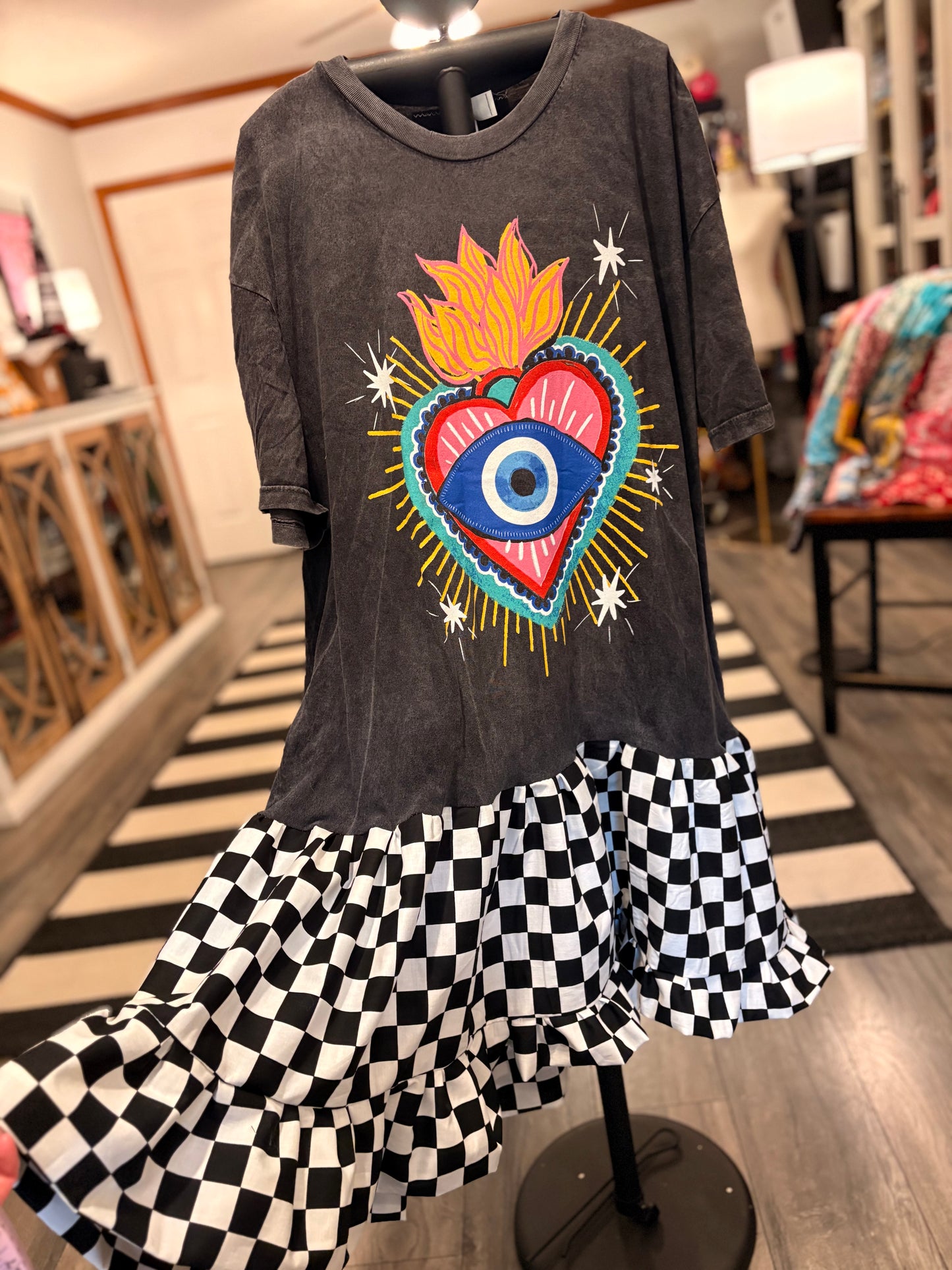 Eye-Conic Upcycled Tee Dress Fits a Small to XXL