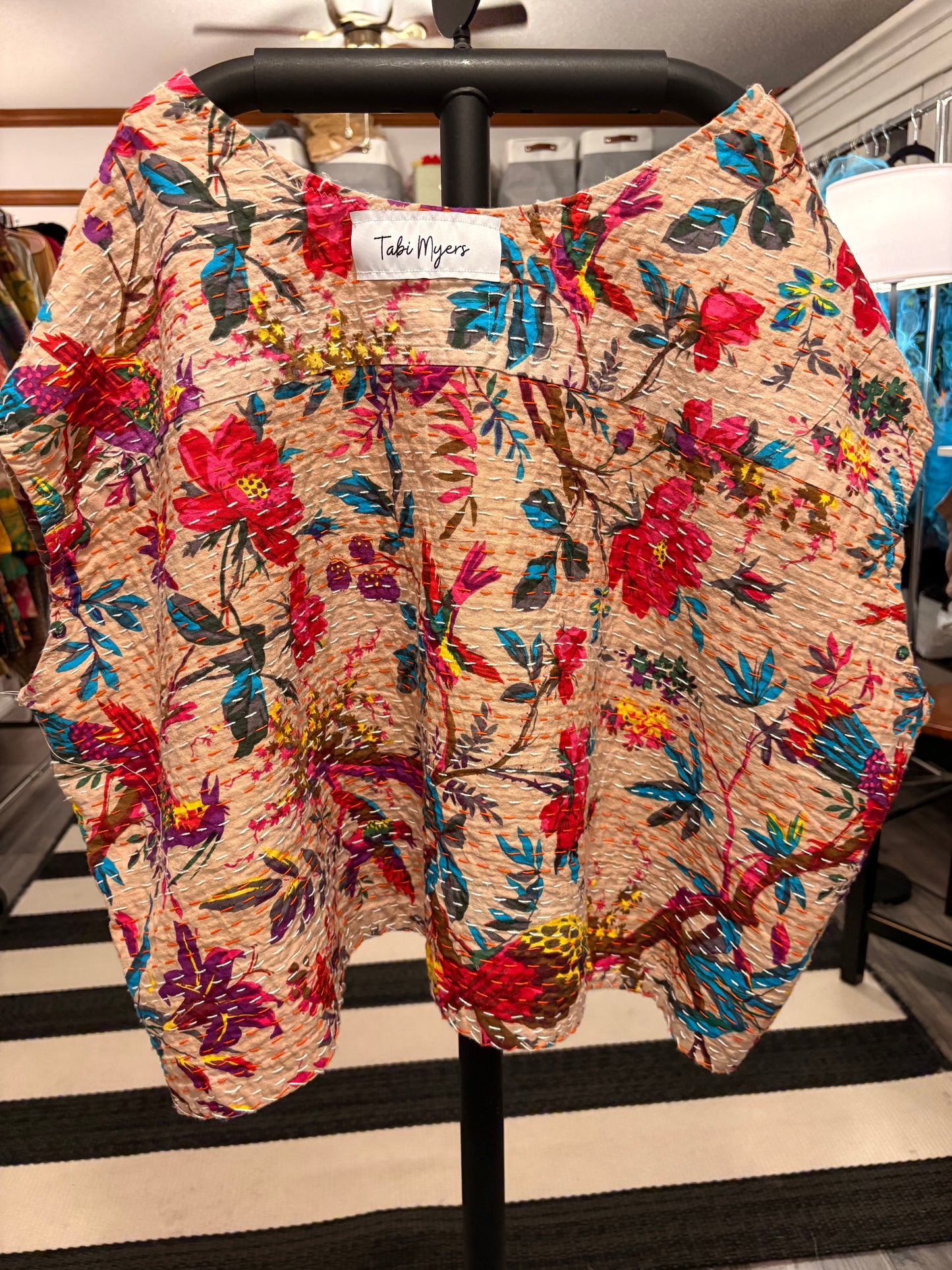 Ashley Fuchsia Kantha Top One Size Fits Small to XXL