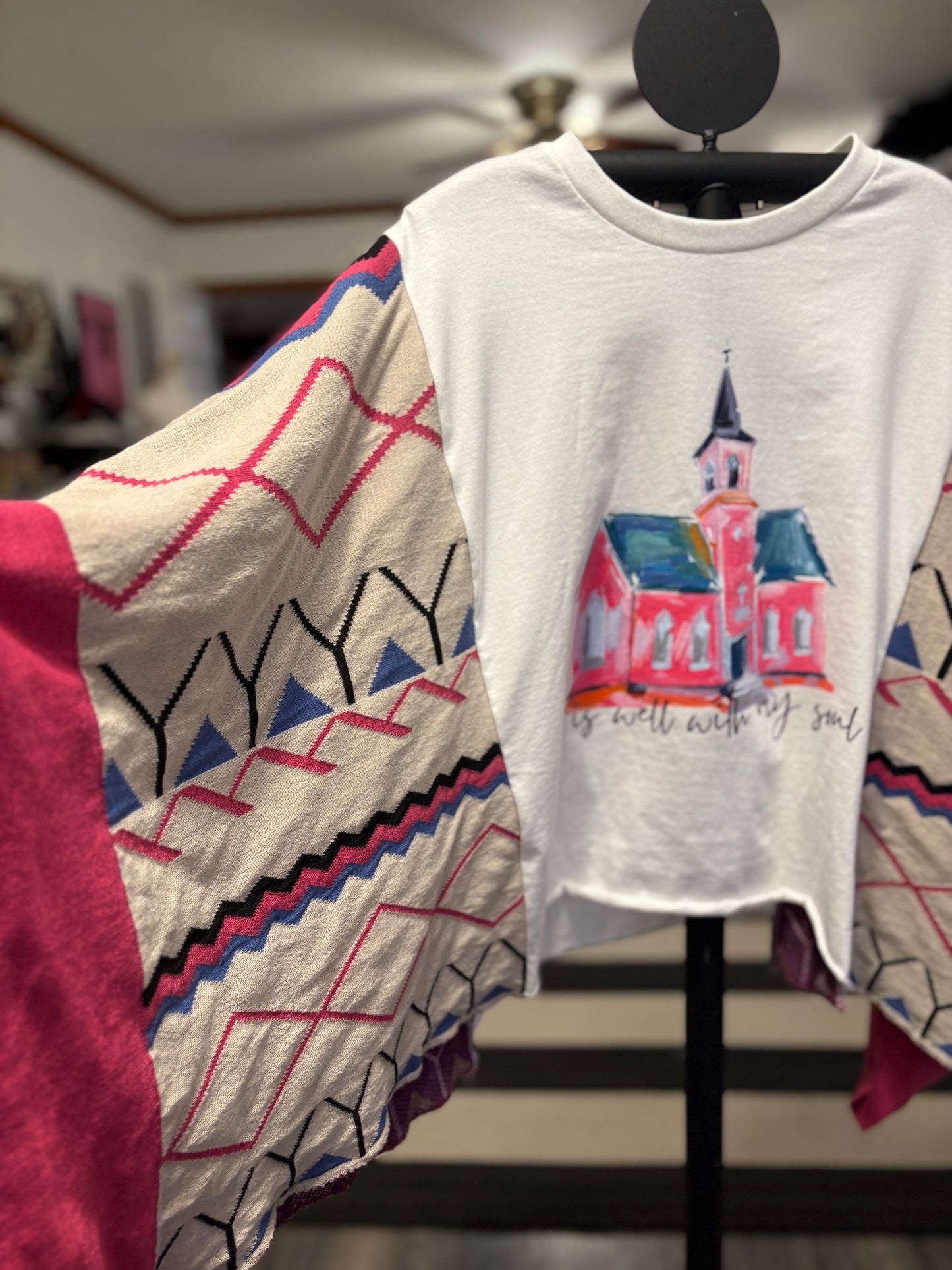 It Is Well Upcycled Drop Sleeve Poncho One Size Fits a Small to XL