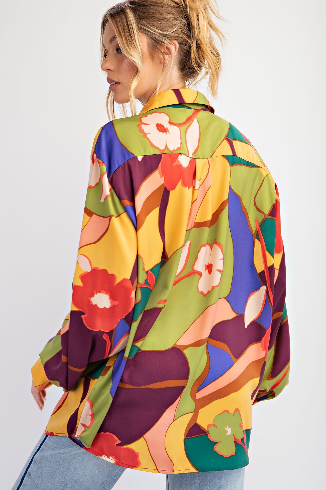 Mirabelle Satin Button Down Top