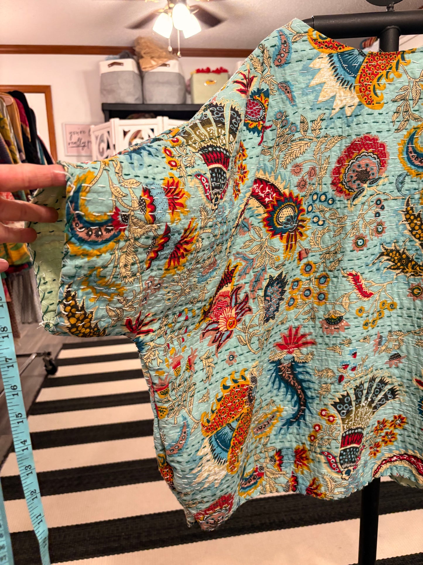 Melissa Turquoise Dreams Kantha Top One Size Fits Small to 3X
