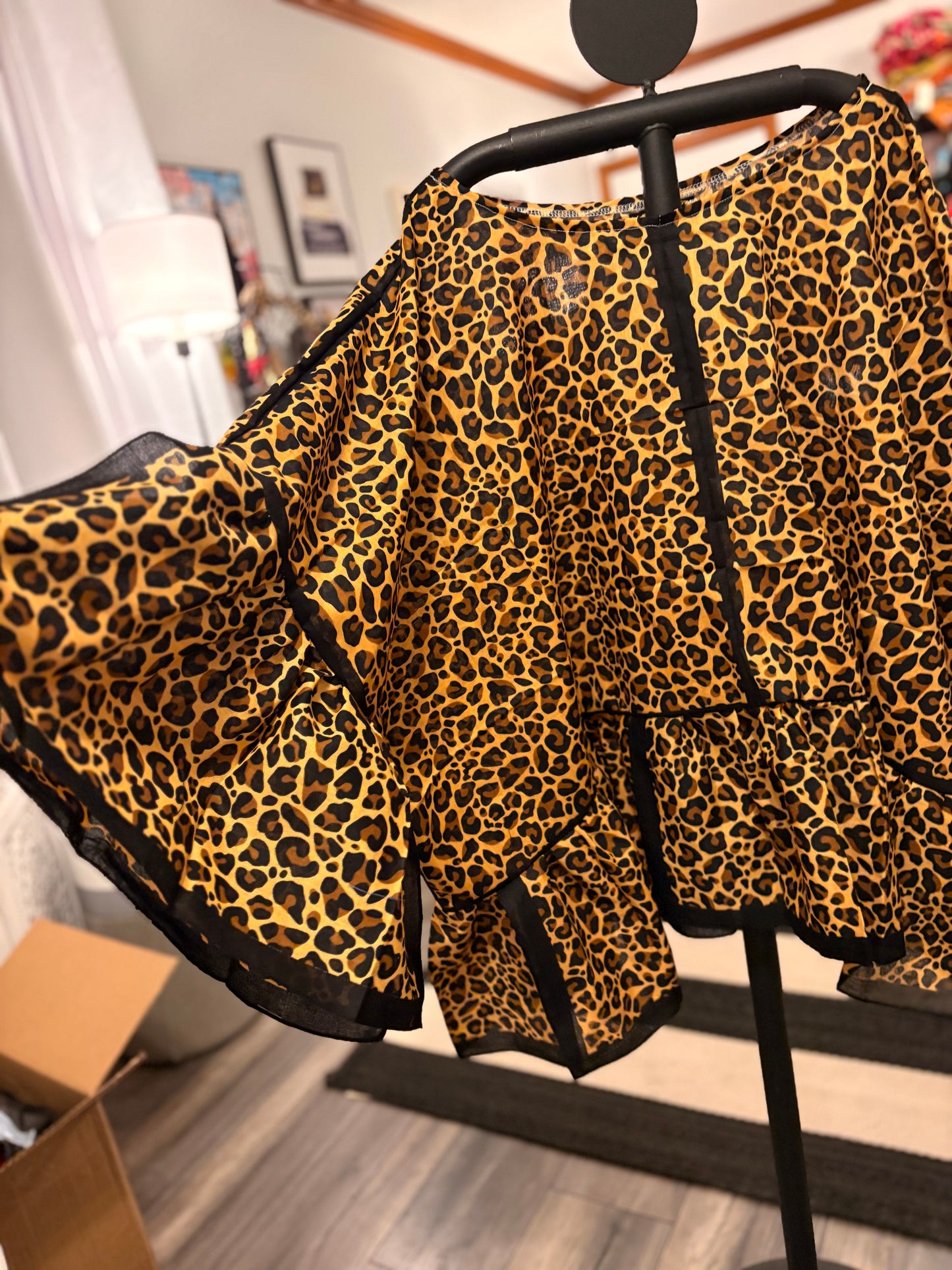 Cheetah Bandana Ruffled Poncho One Size Fits a Small to 3X