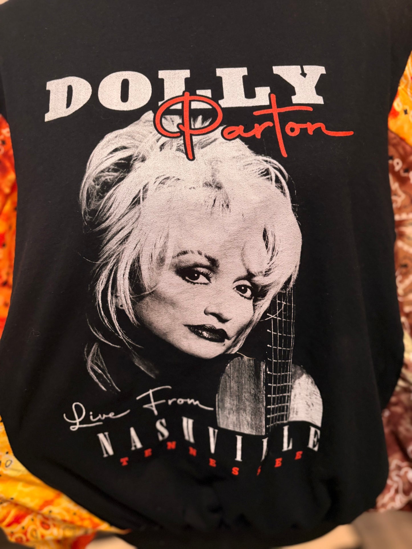 Nashville Dolly Bubble Bandana Sleeve Tee Fits a Small to XXL