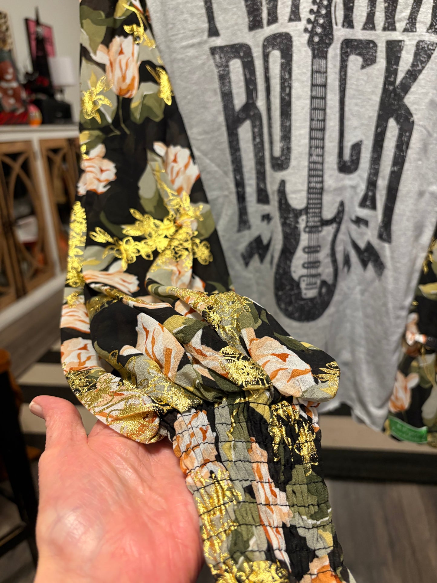 I Wanna Rock Upcycled Drop Sleeve Tee One Size Fits A Small to XXL Oversized