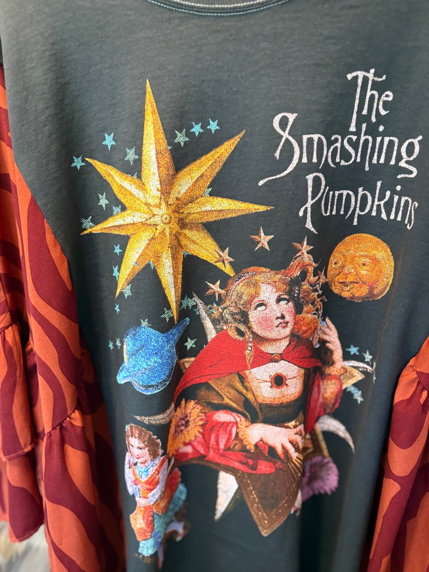 Smashing Pumpkins Upcycled Drop-Sleeve Tee One Size Fits a Large to 3X