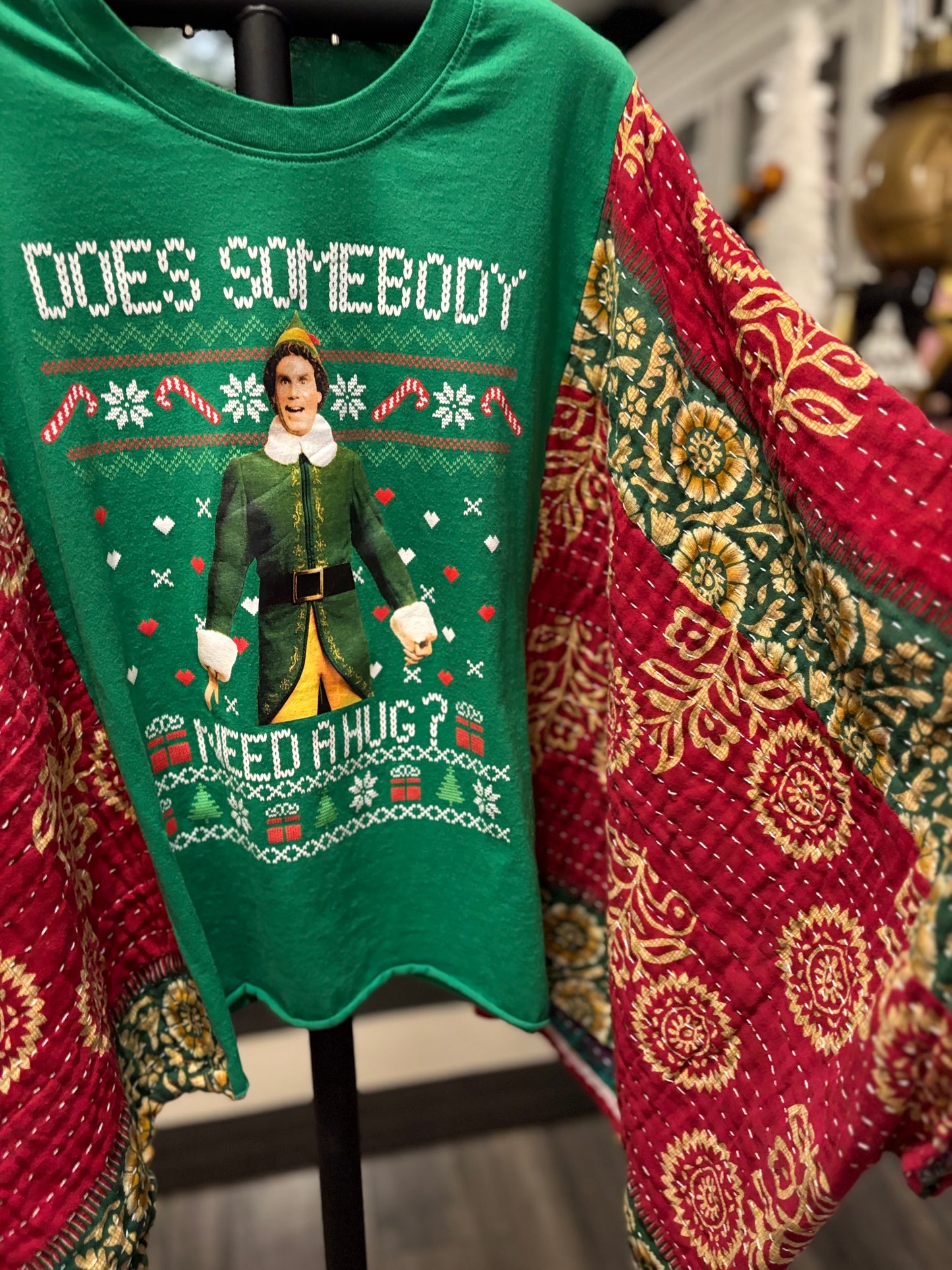 Does Somebody Need a Hug Vintage Kantha Poncho Tee One Size Fits a Small to XXL