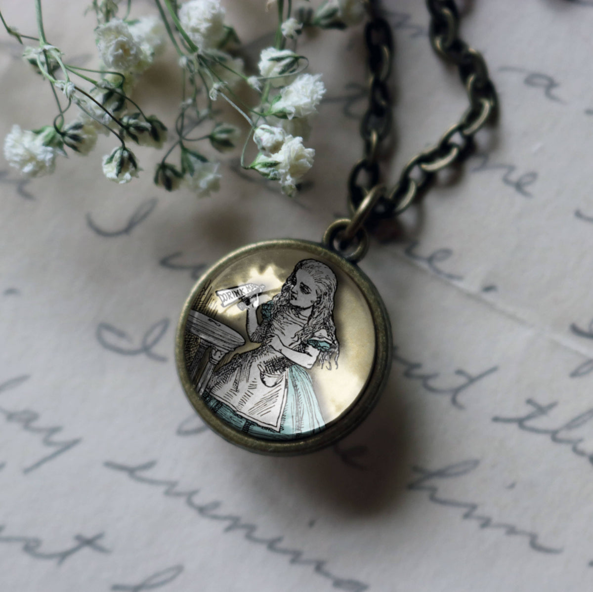 Alice in Wonderland "Drink Me" Simple Reversible Necklace