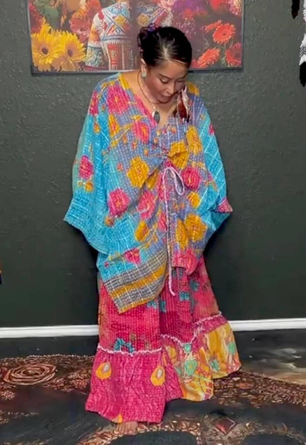Moonflower Oasis Kantha Top (S-3X) 1000-01