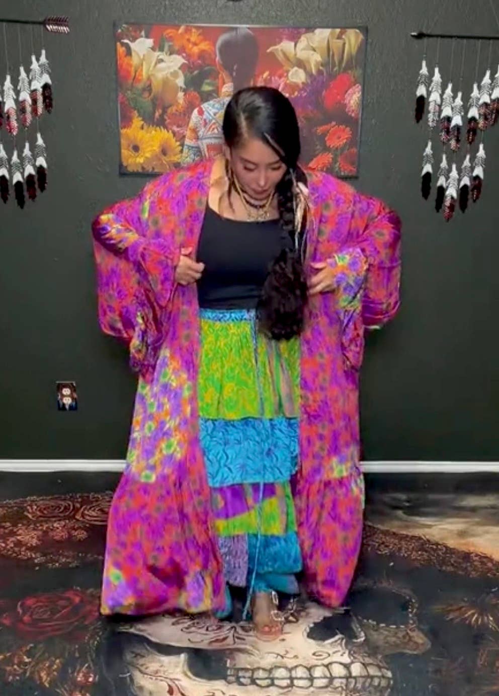 Dream Weaver Silk Ruffle Sleeve Kimono 1000-03