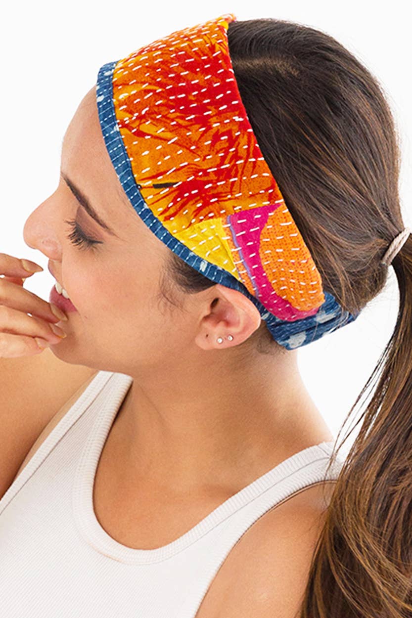 Reversible Kantha Headbands, Set of 2