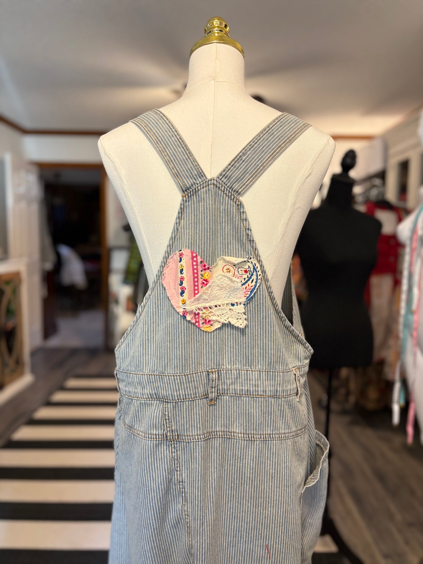 Rose Garden Upcycled Patchwork Overall Dress One Size Fits a Small to XXL