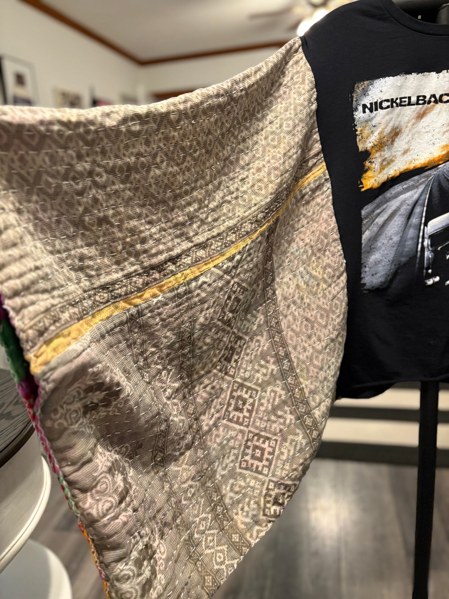 Nickelback Upcycled Vintage Kantha Poncho Tee Fits A Size Small to 3X