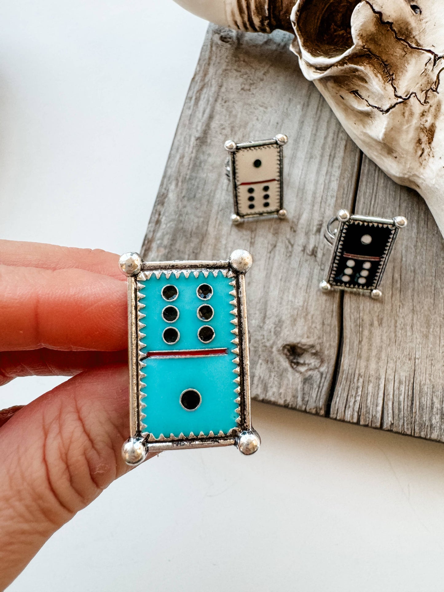 Western Ajustable Domino Ring : TURQUOISE