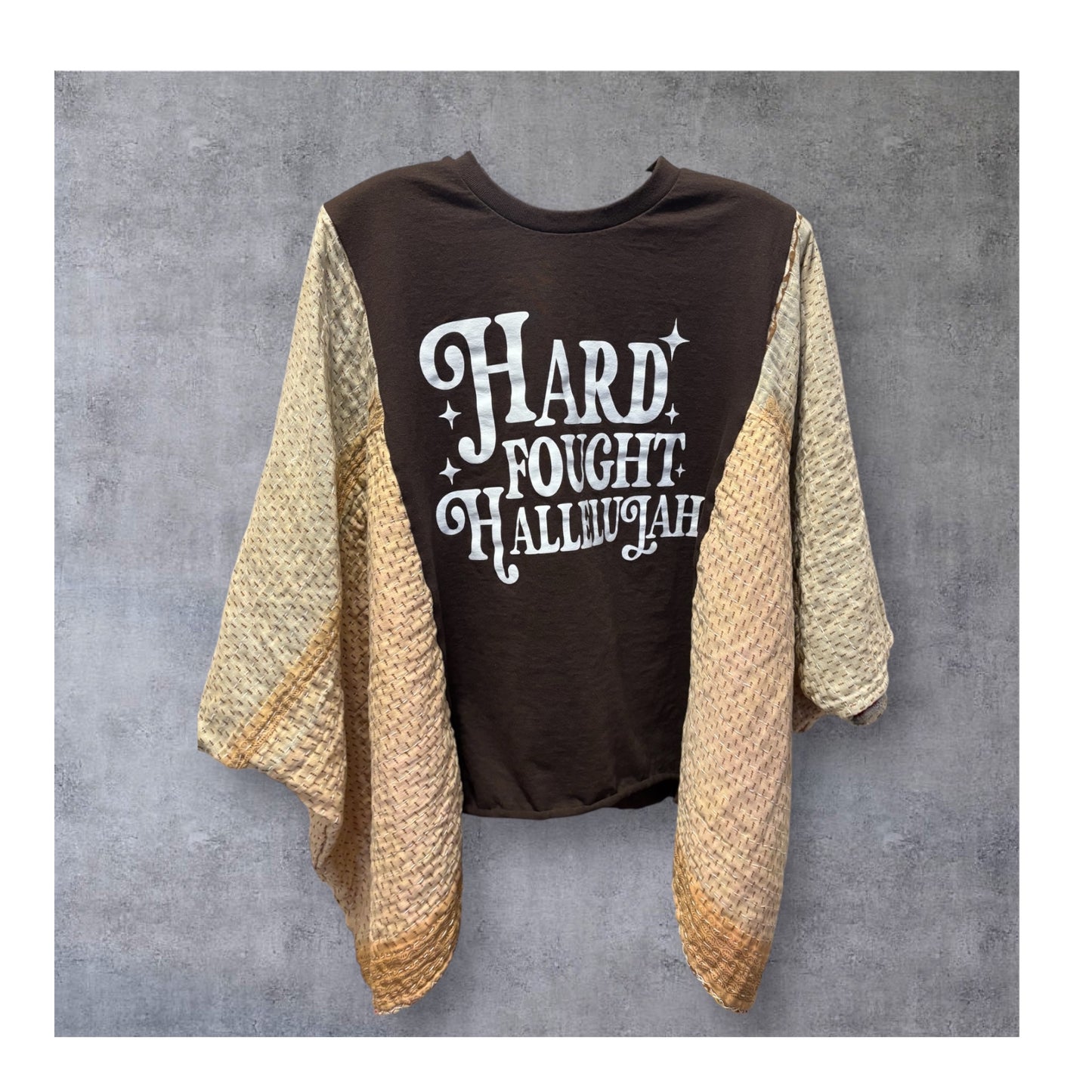 Hard Fought Upcycled Vintage Kantha Quilt Poncho Tee One Size Fits a Small to XL