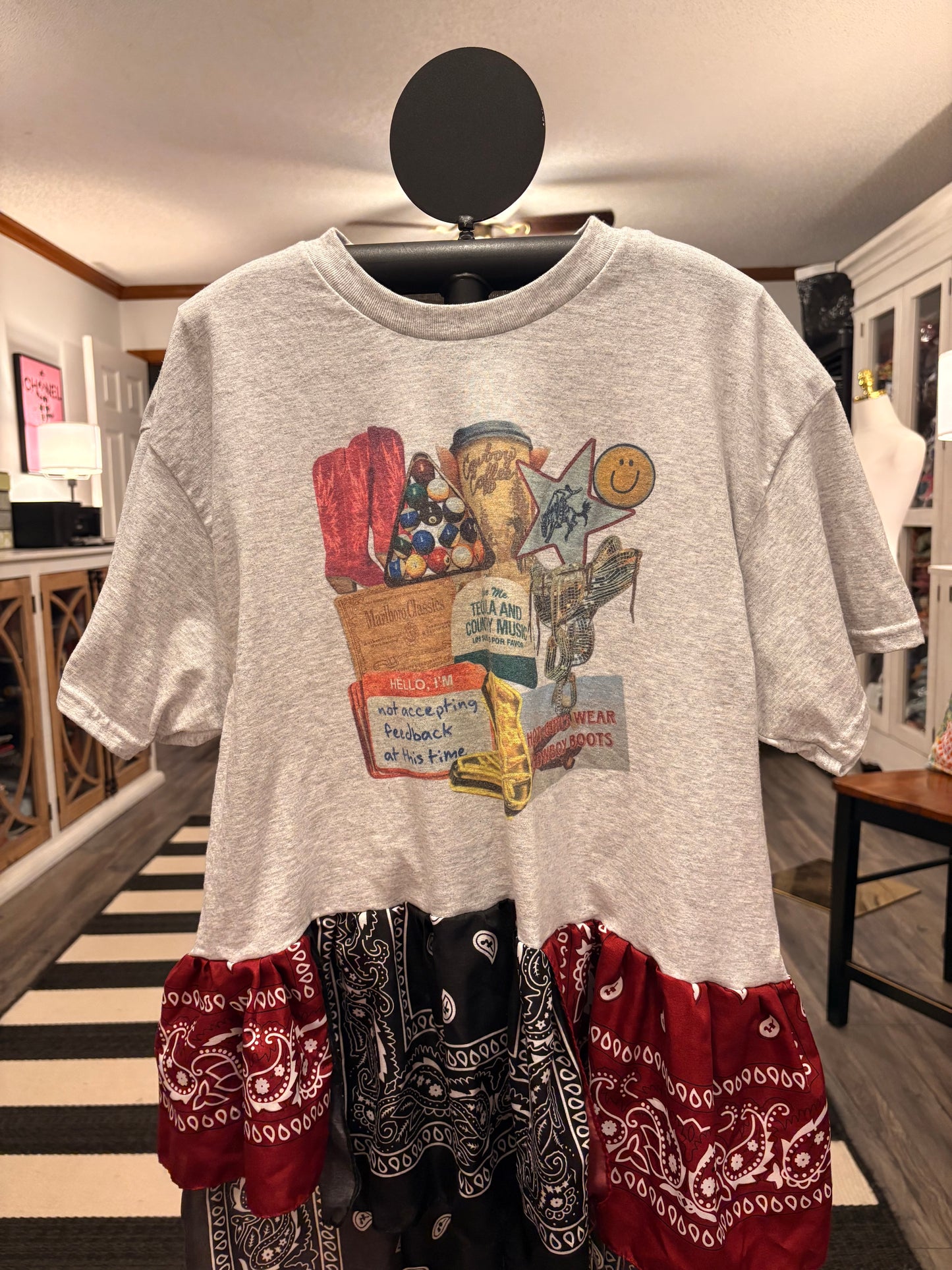 Tequila and Cowgirls Drama Ho/Lo Bandana Tee One size fits a Small to Large 6-12