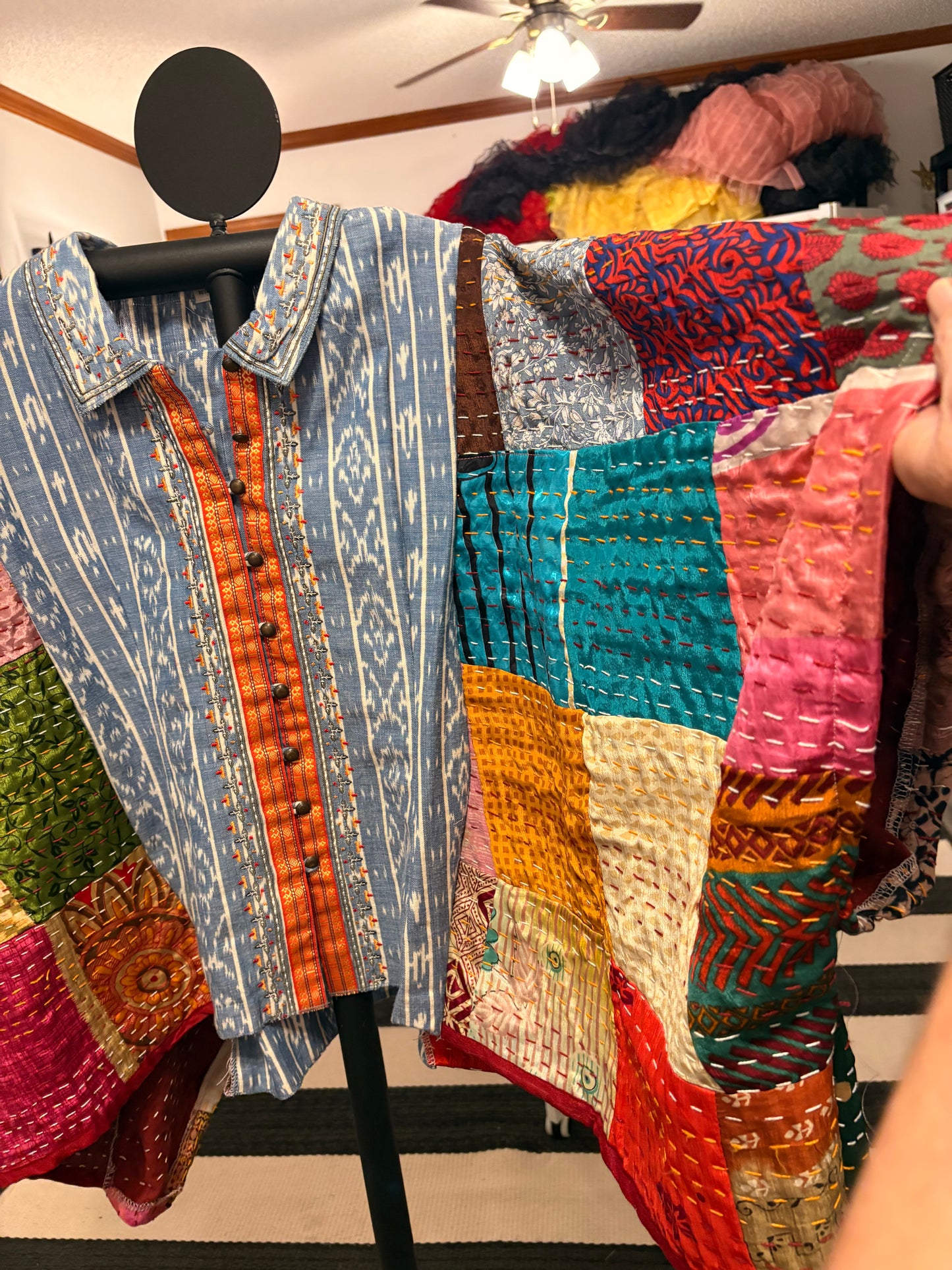 Carolyn Silk Kantha Poncho One Size Fits a Small to XL (petite)