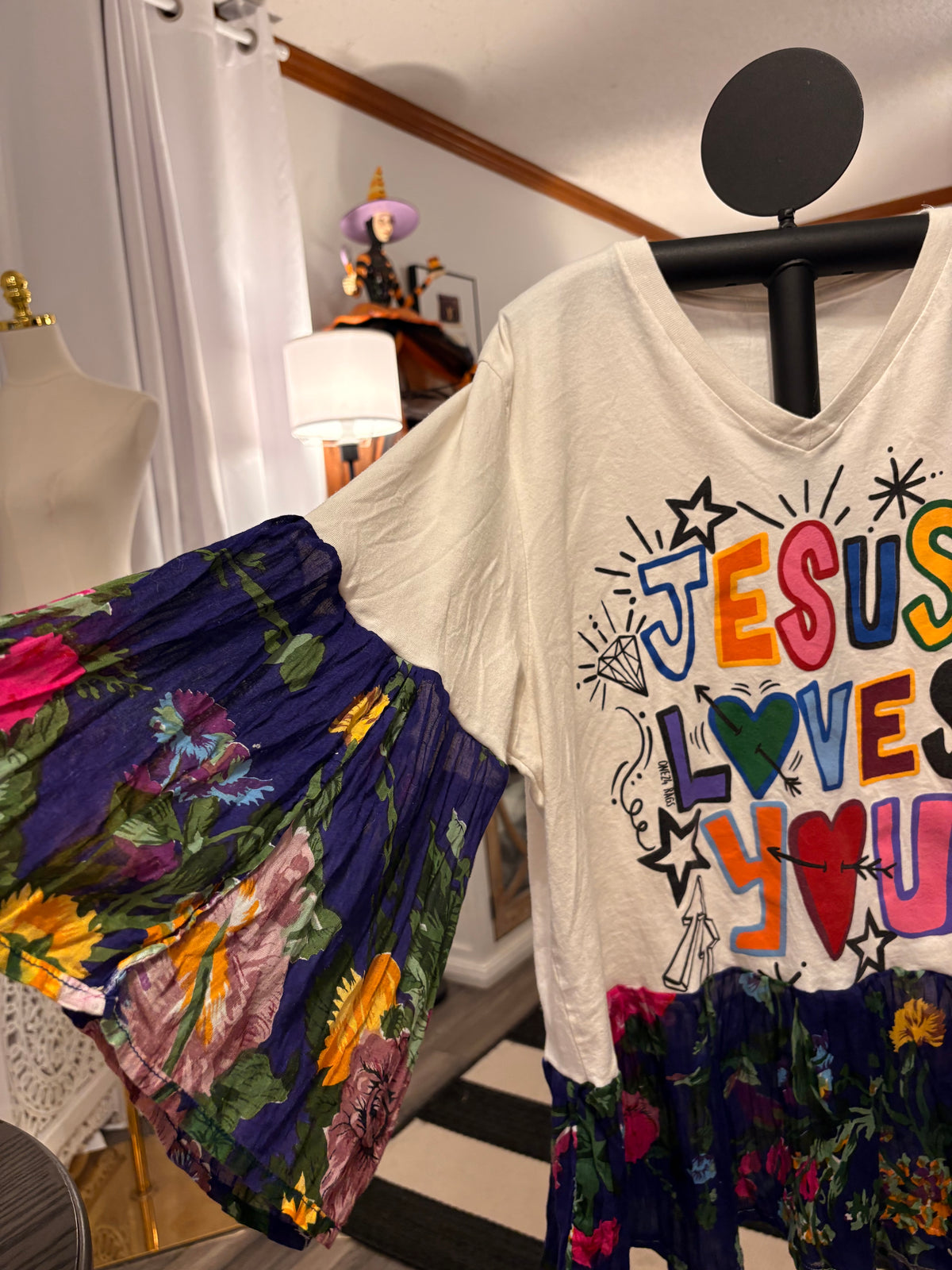 Jesus Loves You Glam Sleeve Tee Fits a Small to XL