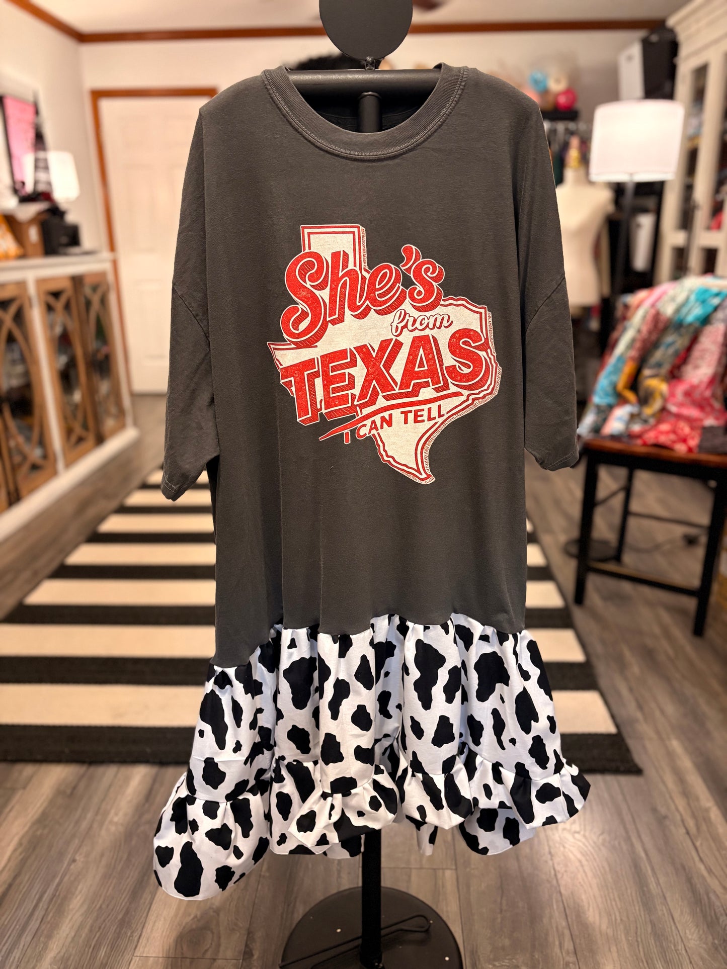 Texan Upcycled Tee Dress Fits a Small to 3X