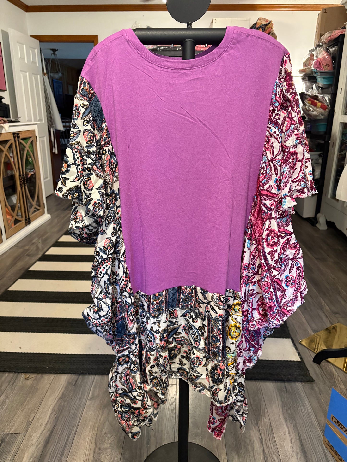 Rolling Stones Upcycled Silk Butterfly Cocoon Dress One Size fits a Small to 3X