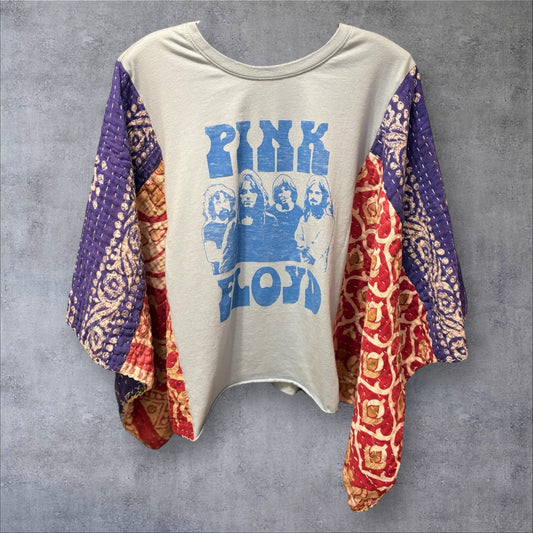 Pink Floyd Upcycled Vintage Kantha Poncho Tee One Size Fits A Small to XXL (6-16)