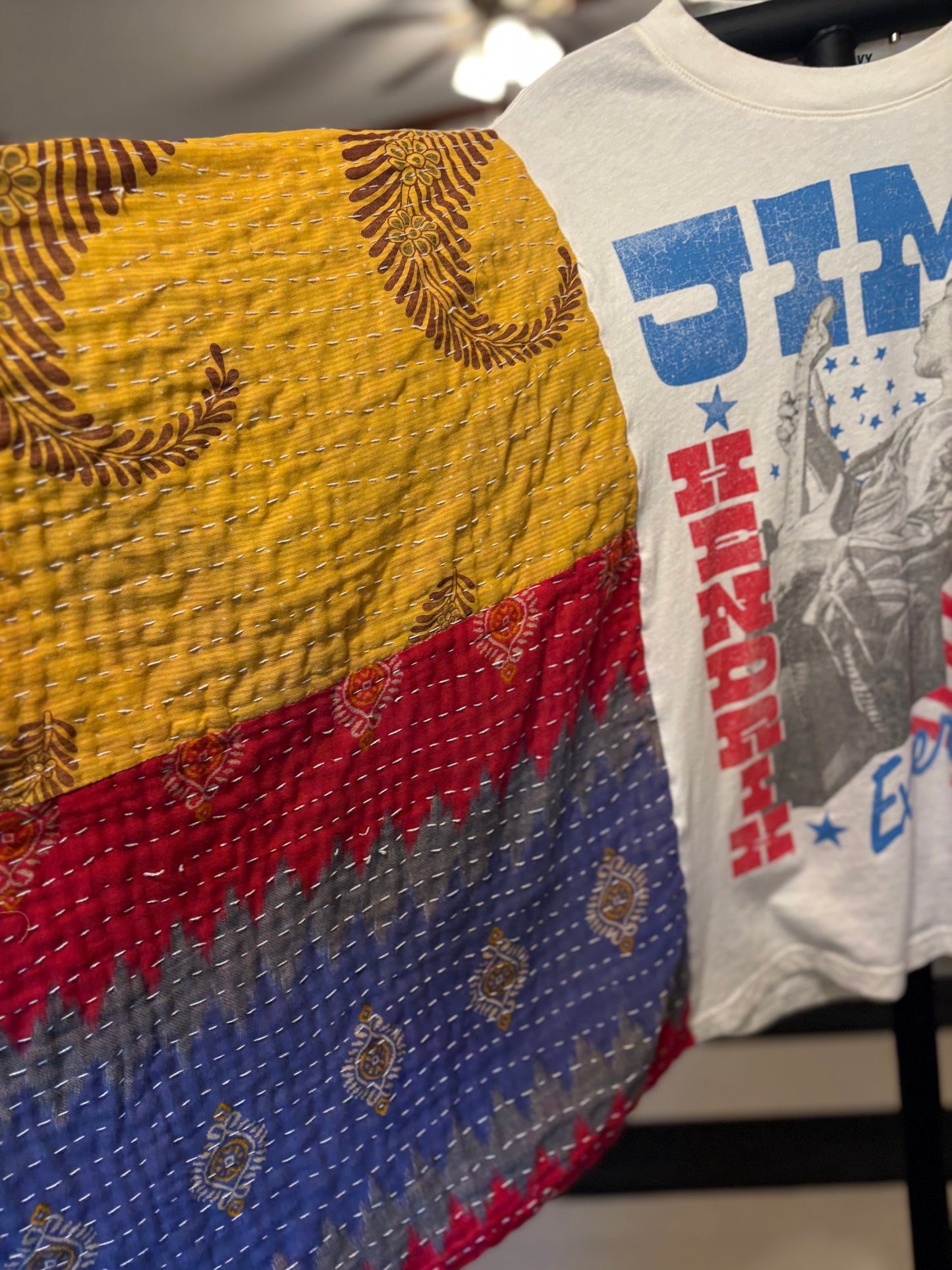 Jimi Hendrix Upcycled Vintage Kantha Poncho Tee One Size Fits a Small to XXL