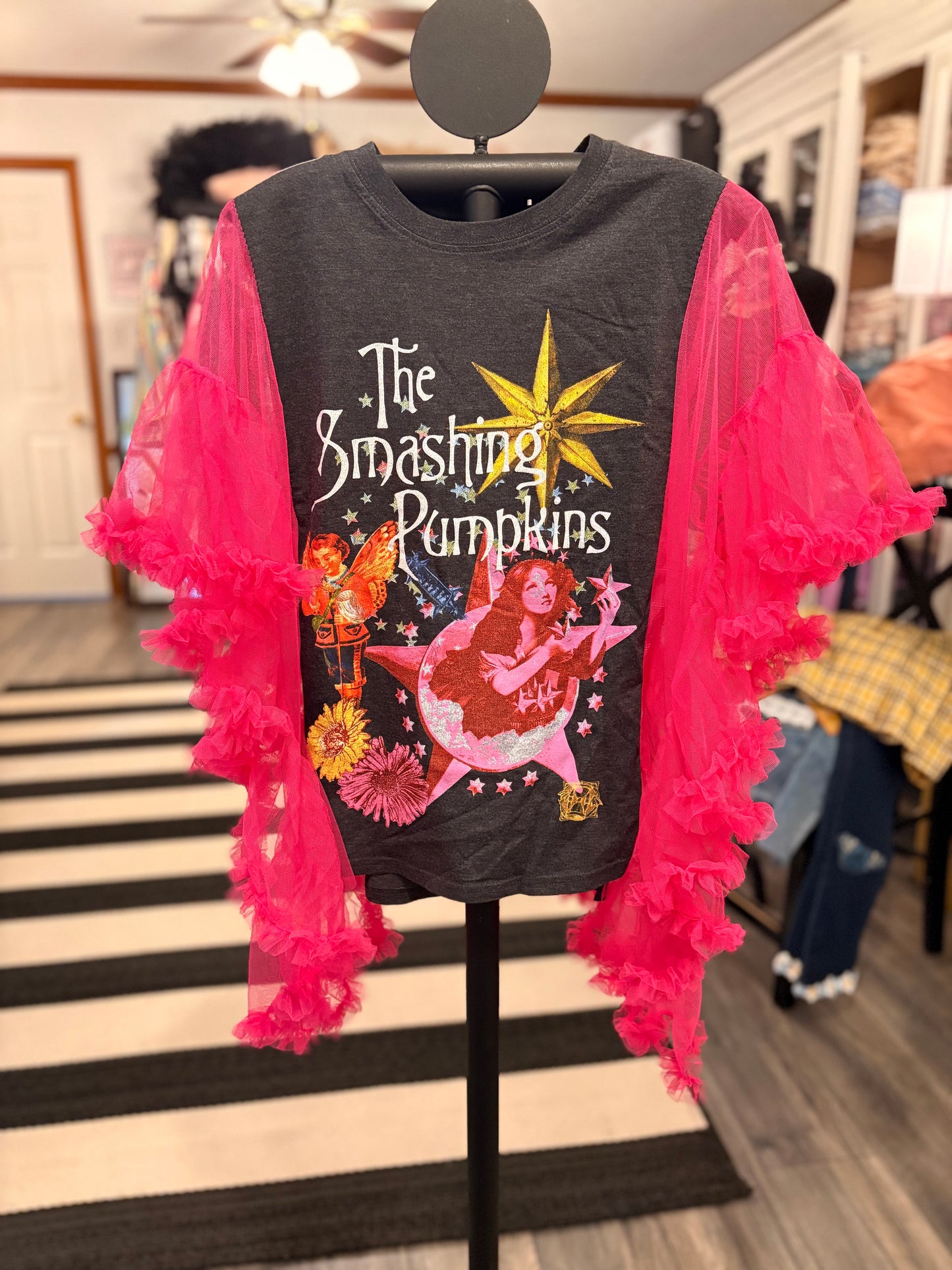 Smashing Pumpkins Upcycled Rockstar Poncho One Size Fits a Small to XL